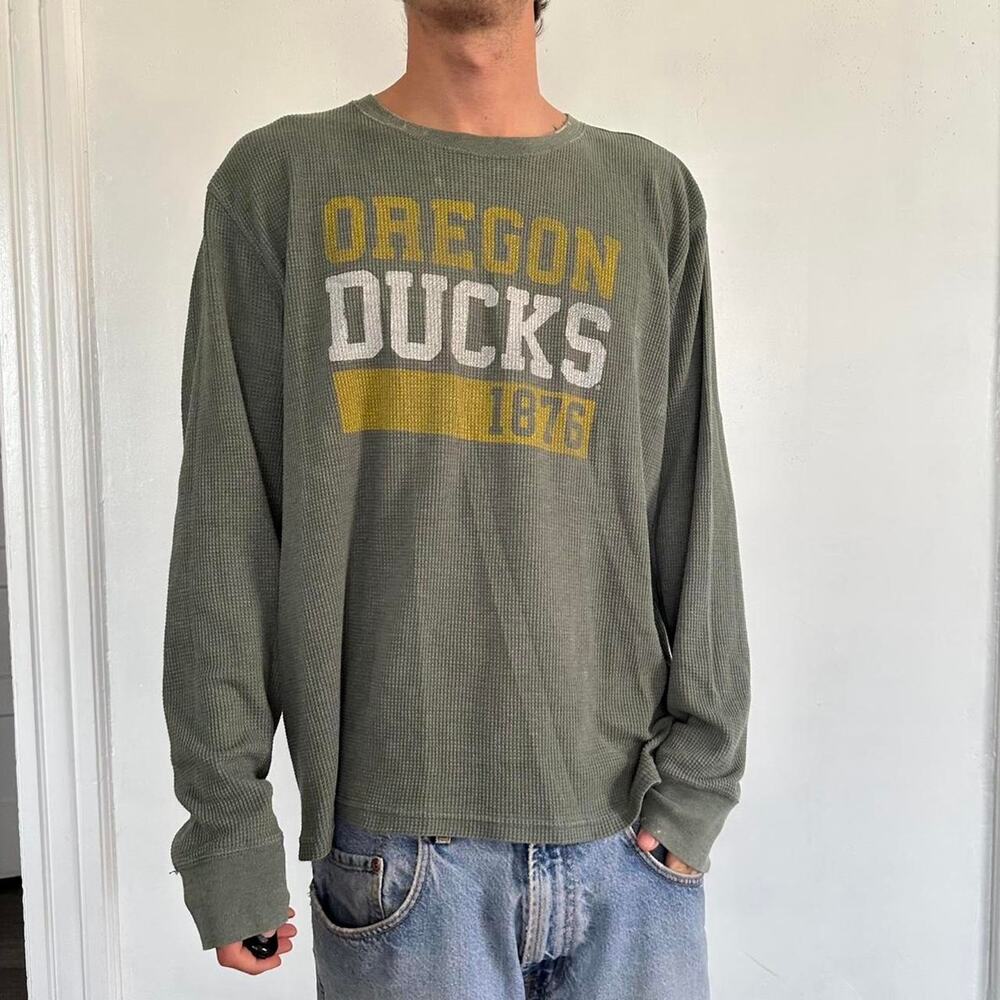 Vintage Y2K Waffle Thermal Oregon Ducks OSU Longsleeve Shirt